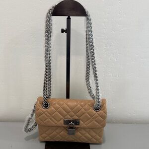 NWT Kurt Geiger Quilted Tan Chain Shoulder Bag